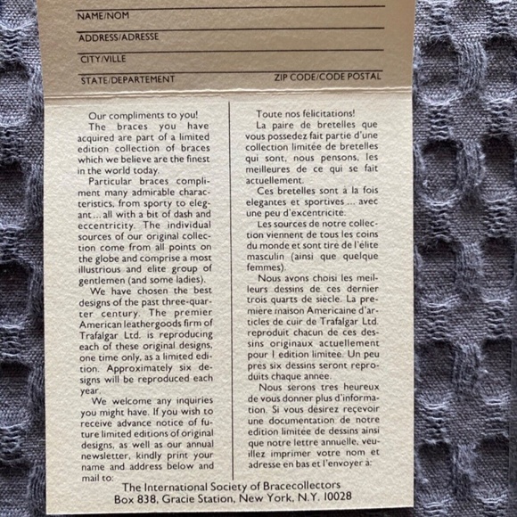 NEW IN BOX Trafalgar Limited Edition Braces/Suspenders - Bull & Bear #86 of 700 - Picture 2 of 2